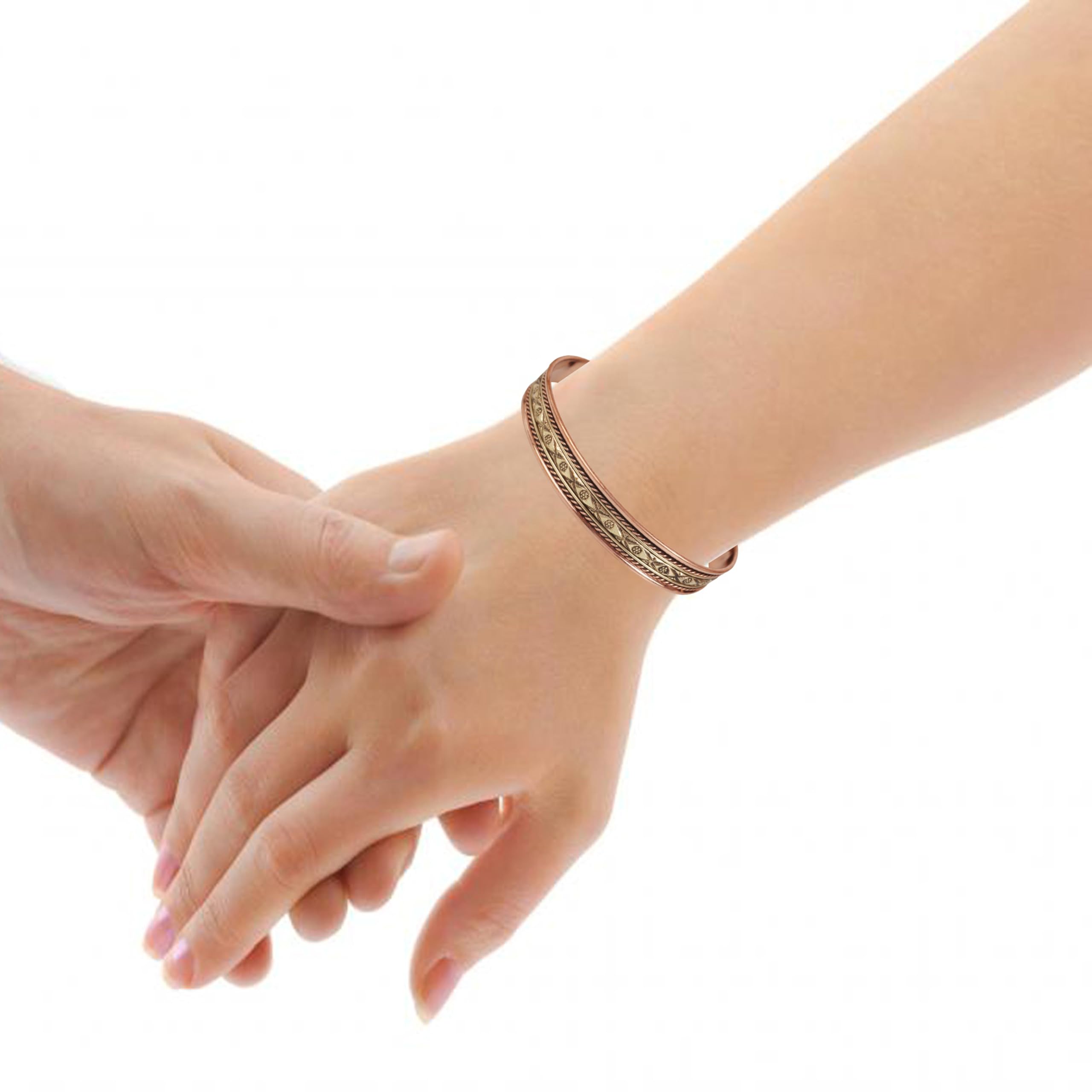 Touchstone bracelet tibetain magnetique deux tons matériaux cuivre-laiton durables.