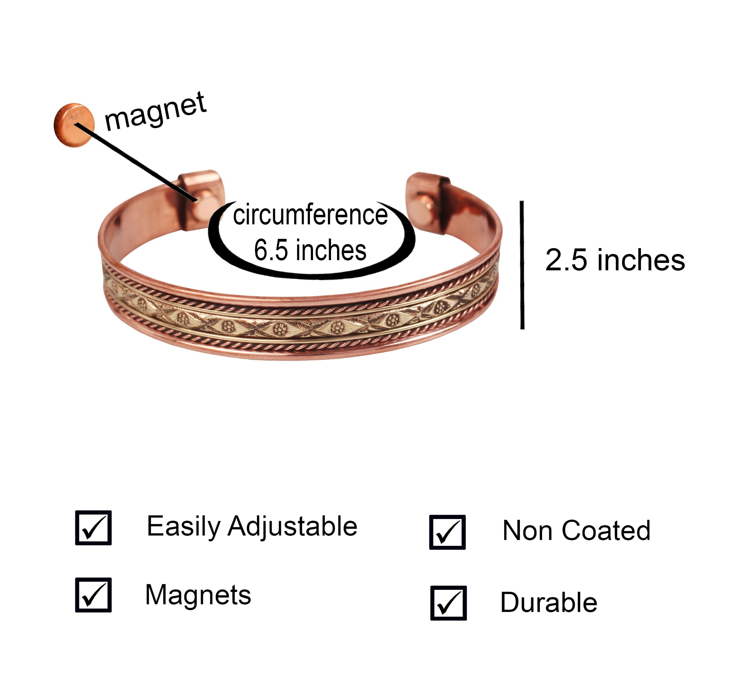 Touchstone bracelet tibetain magnetique deux tons poignet ajustable pour tous les poignets.