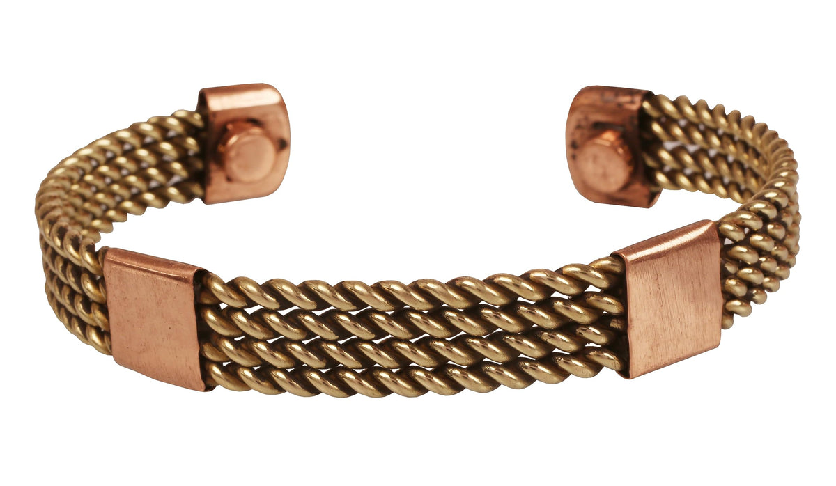 Touchstone bracelet tresse cuivre-laiton aimants, allure durable au quotidien.