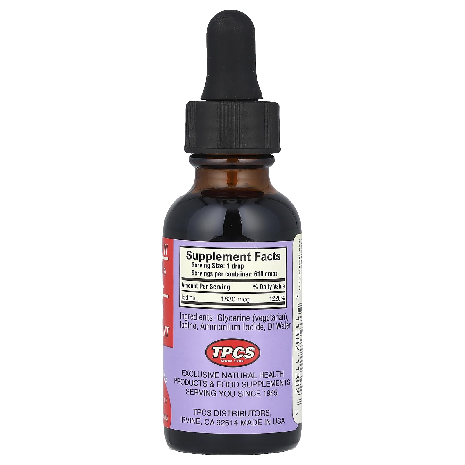 Gouttes TPCS Iosol Formule II illustrant un dosage précis pour administration.