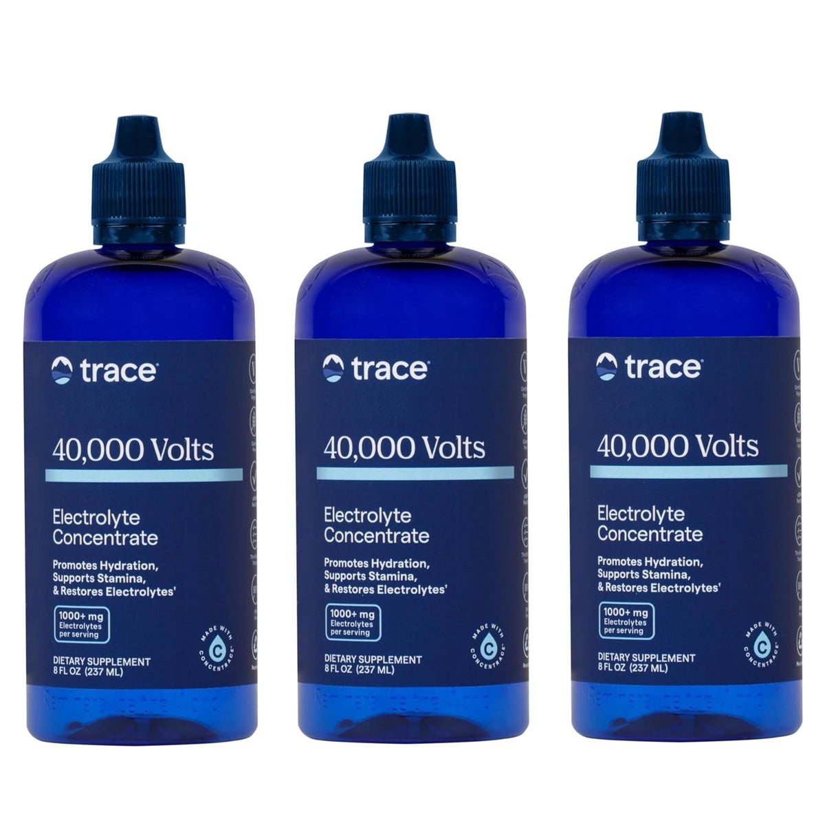 Trace Minerals 40 000 Volts – bouteille d'hydratation favorisant l'équilibre électrolytique.