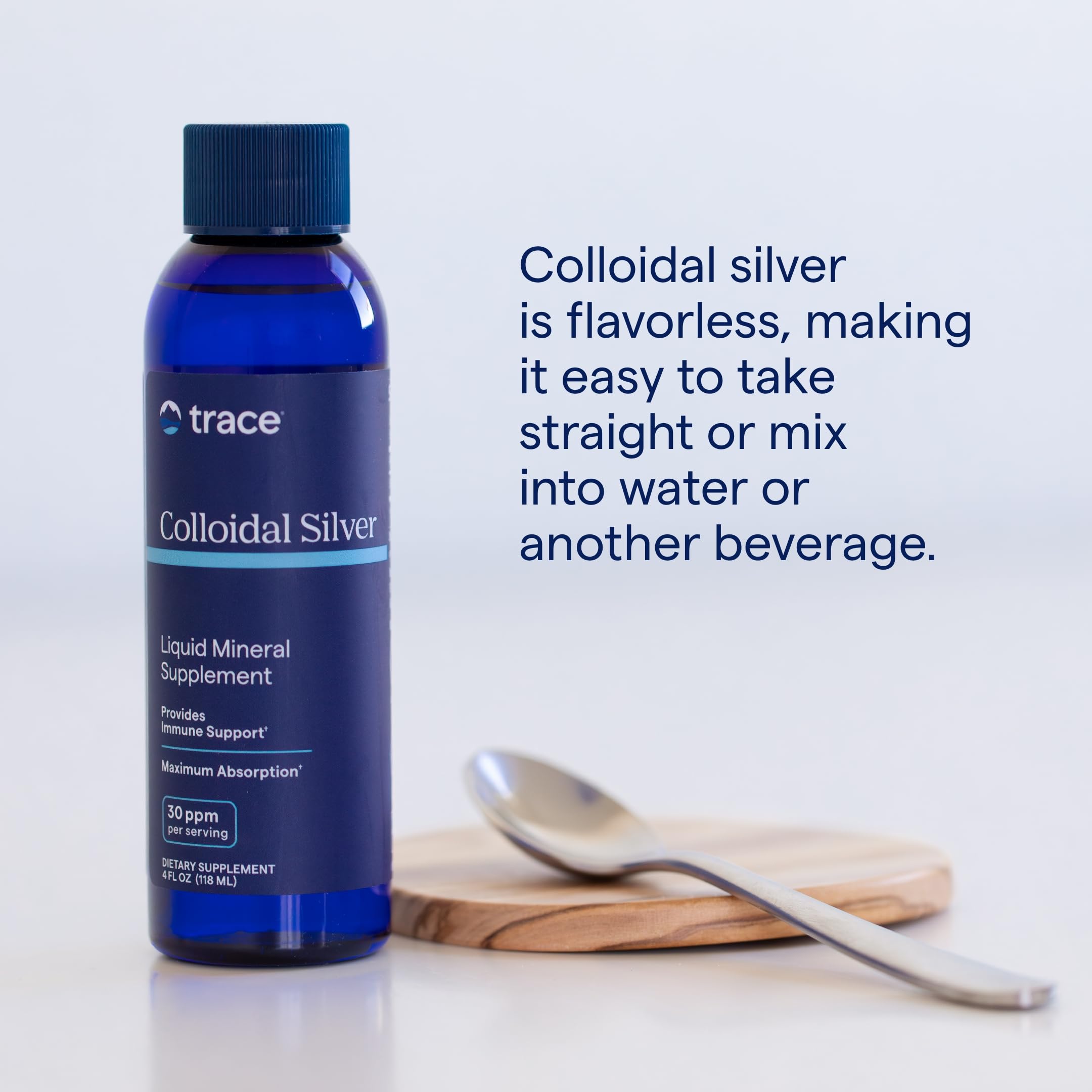 Trace Minerals Argent Colloïdal cuillère-dose facilitant la mesure précise
