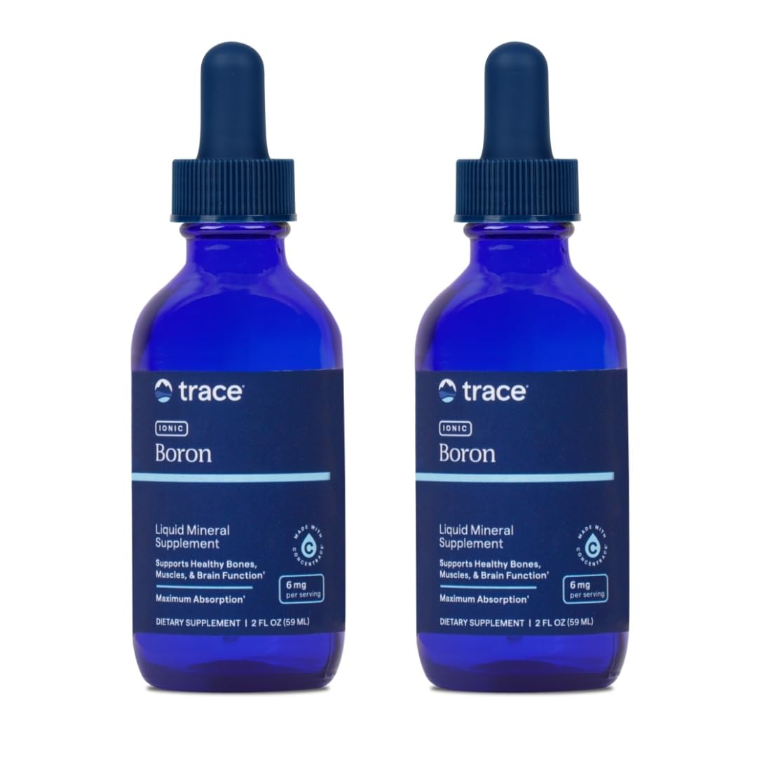 Trace Minerals Bore Ionique: flacon liquide montrant la présentation et le soutien des os et des muscles.