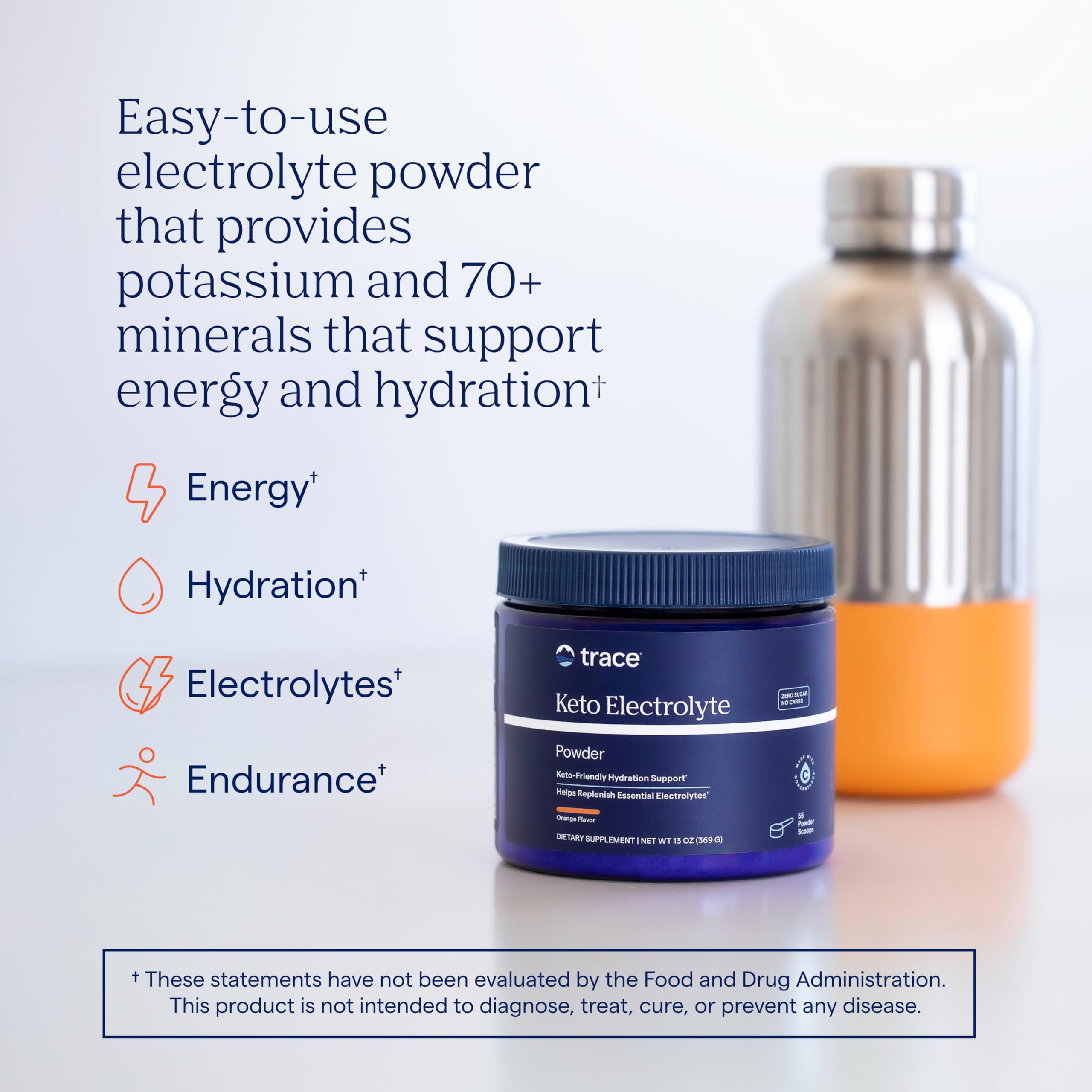 Trace Minerals Céto versée dans l'eau, mélange rapide et agréable.