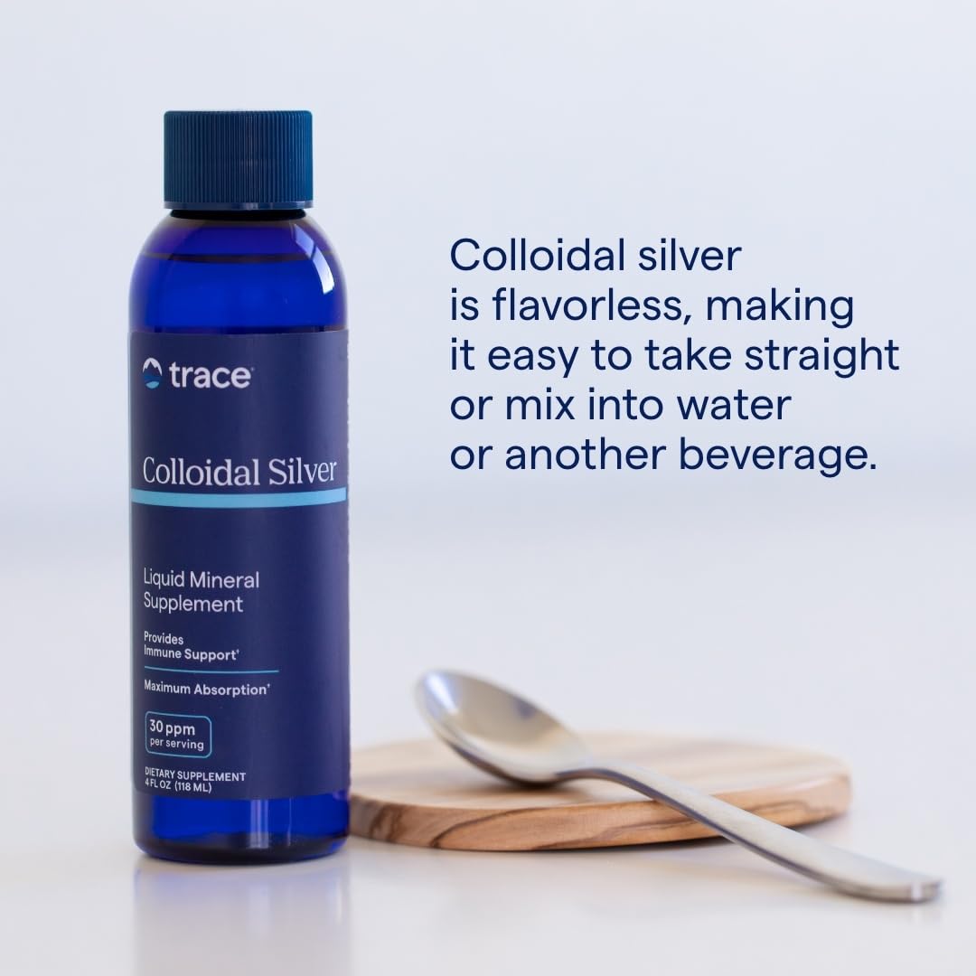 Trace Minerals Colloidal Silver – dose-mesure pratique pour routine régulière.
