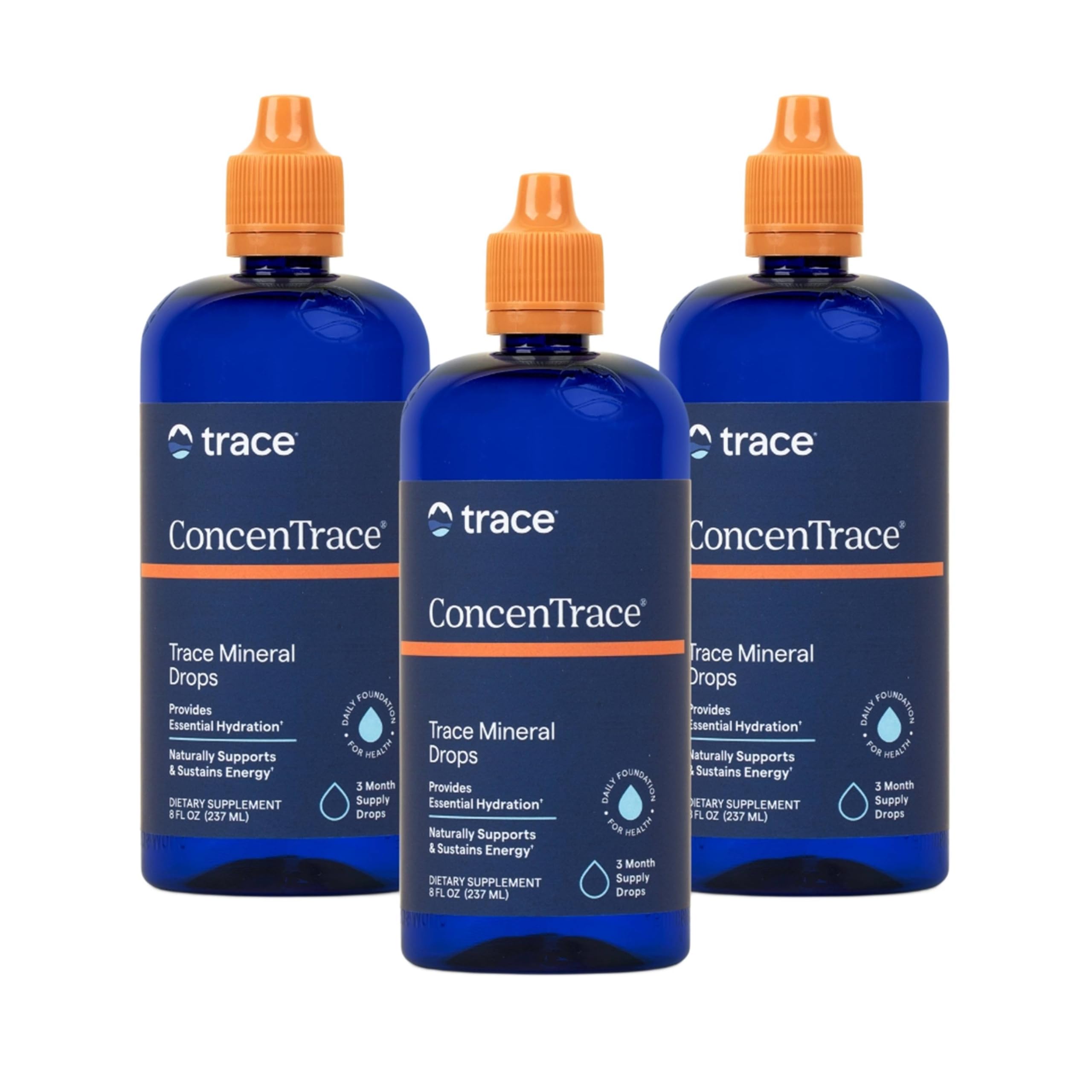 Trace Minerals ConcenTrace: bouteille de gouttes prête à reminéraliser l'eau.
