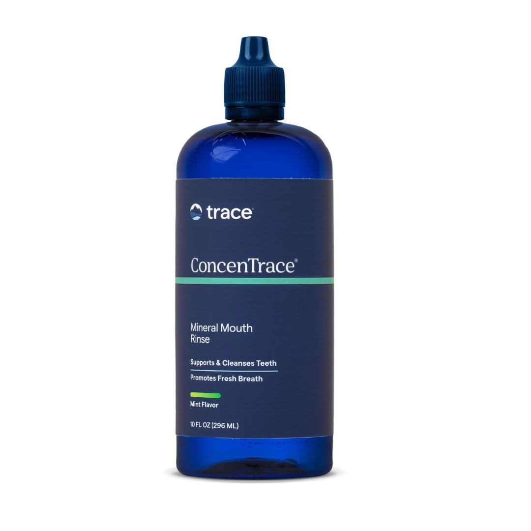 Trace Minerals ConcenTrace, bouteille menthe pour une haleine fraîche après rinçage.