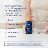 Trace Minerals ConcenTrace: goutte versée dans un verre pour hydratation quotidienne.