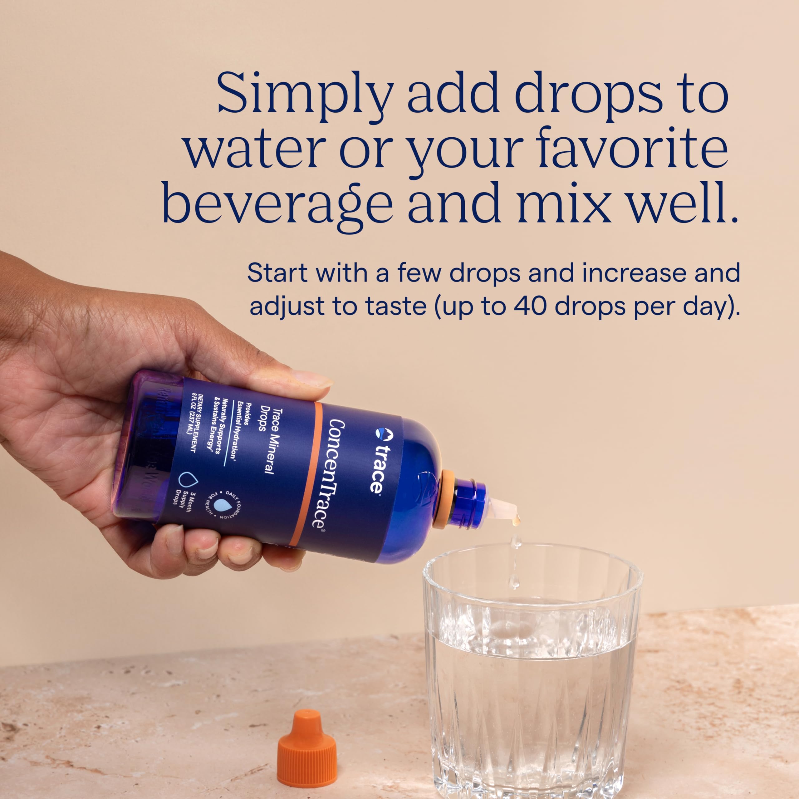 Trace Minerals ConcenTrace – gouttes faciles à ajouter à l’eau pour l’hydratation.