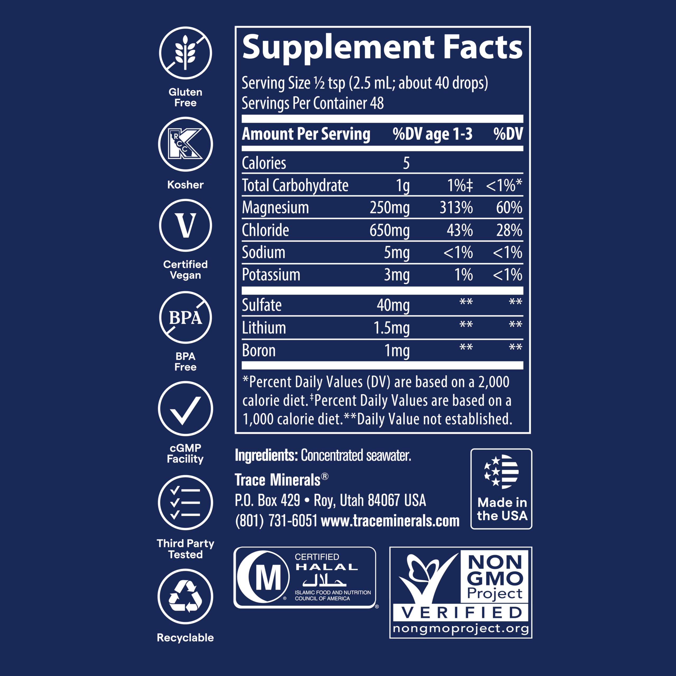 Trace Minerals ConcenTrace minéraux 70+ pour soutenir le bien-être général.