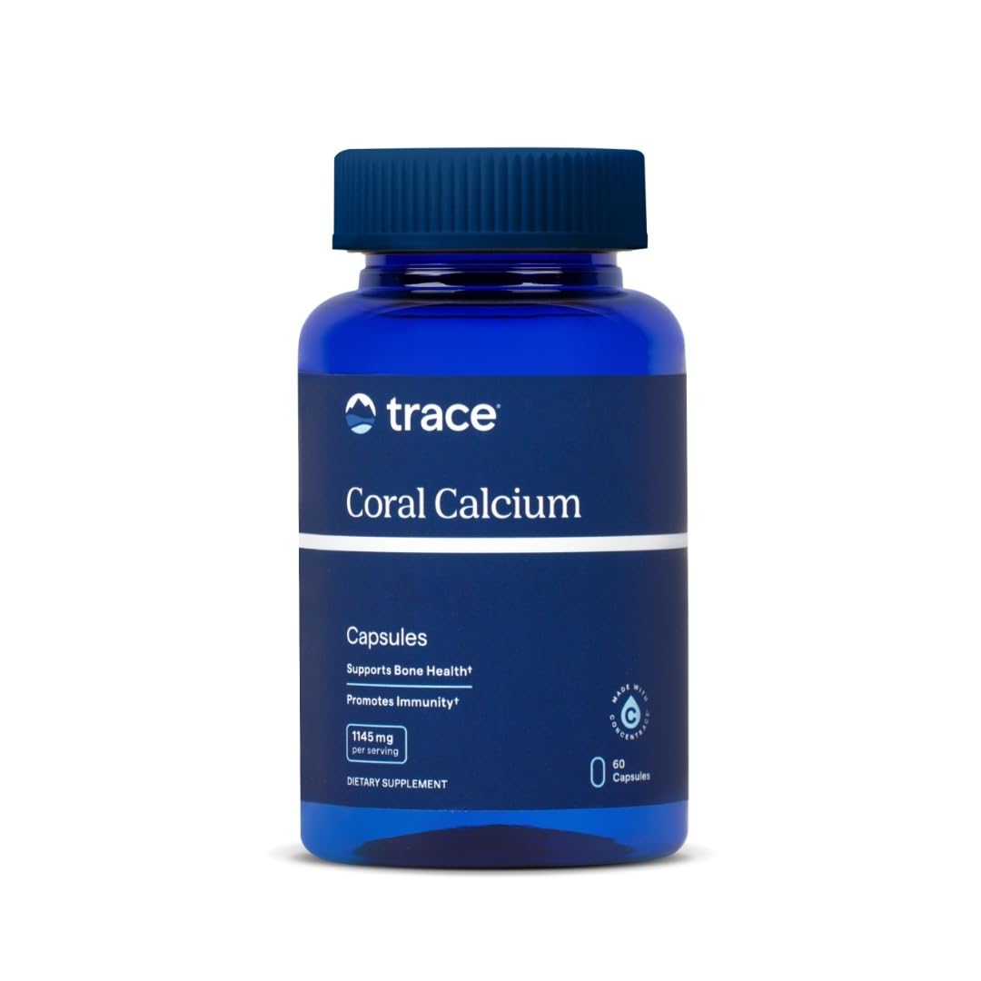Trace Minerals Coral Calcium emballage clair montrant l'étiquette et l'absorption élevée