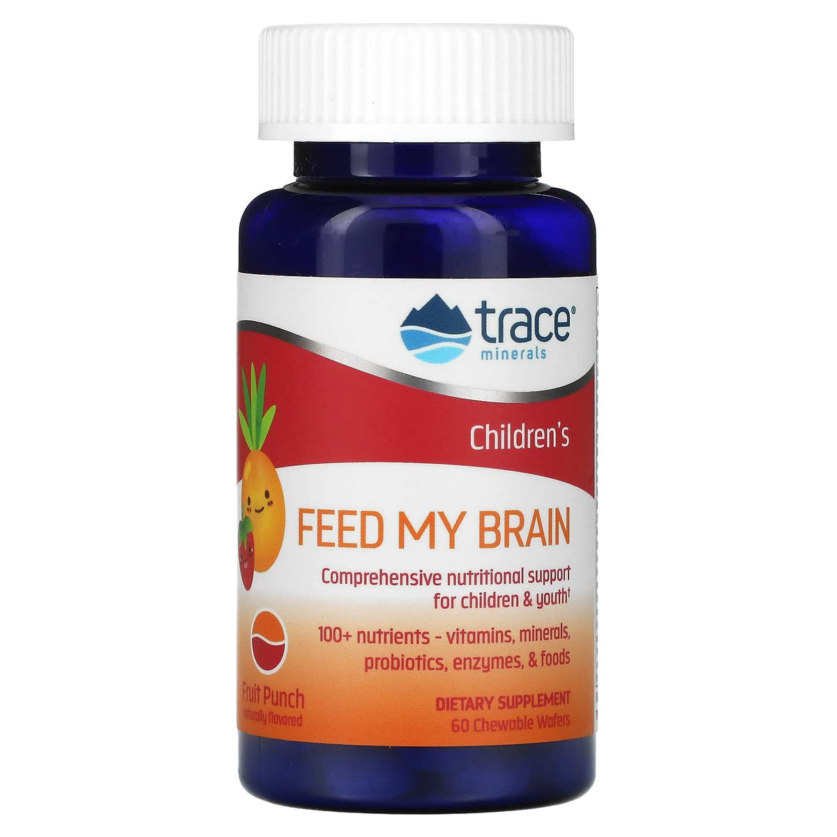 Trace Minerals Feed My Brain – boîte Fruit Punch, soutien possible de la concentration chez les enfants