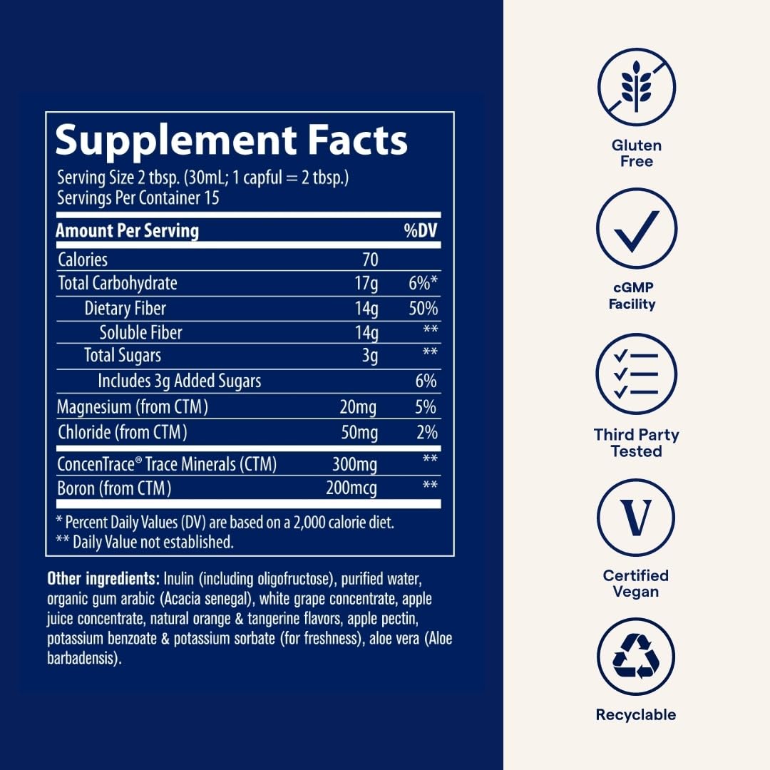 Trace Minerals Fibre – ambiance agrumes, saveur agrumes, favorise une routine digestive agréable.