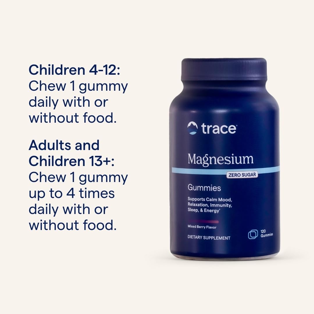Trace Minerals Magnesium Gummies dosage enfant adapté 4 à 12 ans.
