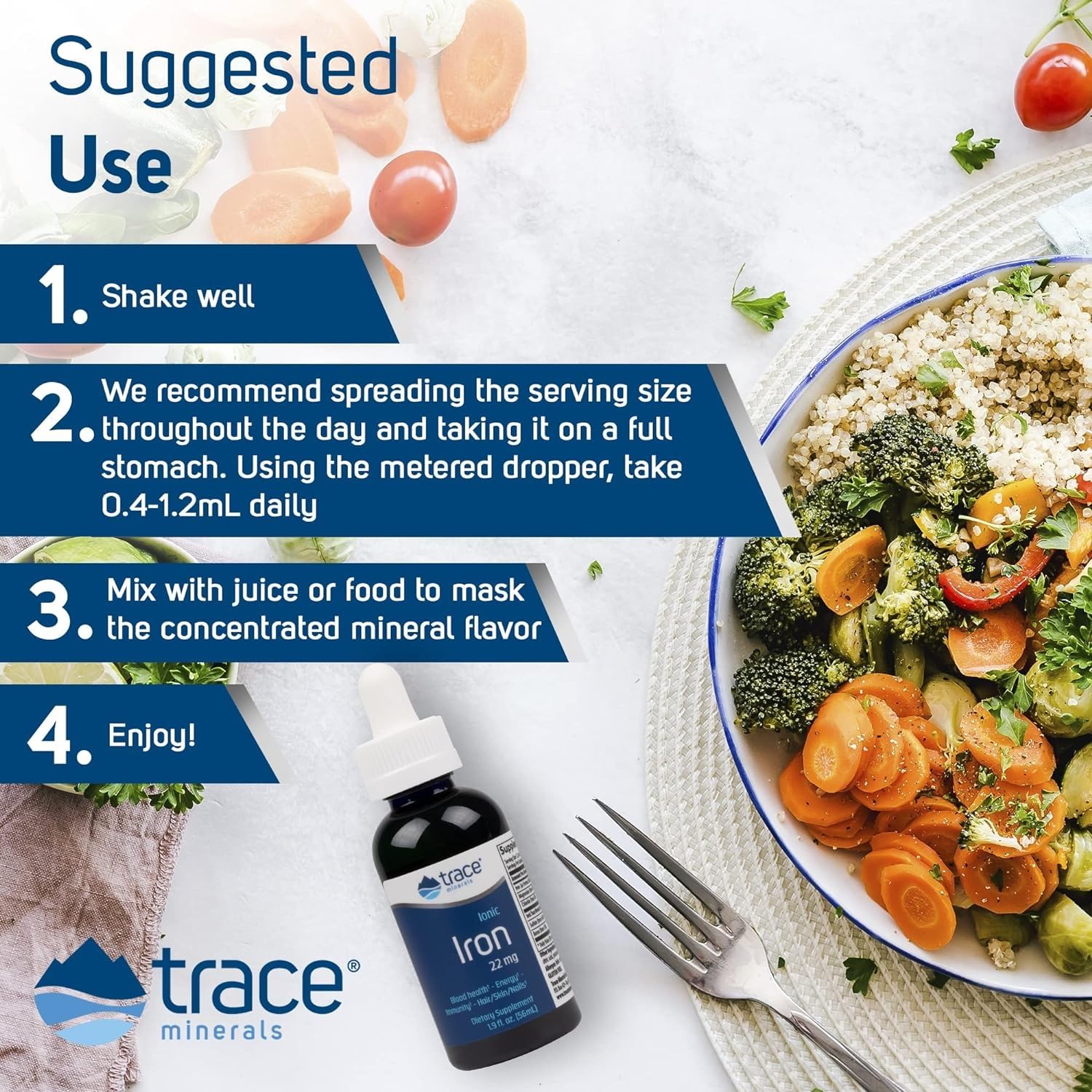 Trace Minerals Ionic Iron – concentration minérale pour le soutien quotidien.