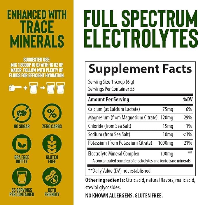 Poudre Trace Minerals Keto electrolytes se mêlant dans l'eau pour une hydratation facile