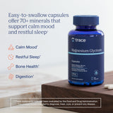 Trace Minerals Magnésium Glycinate – capsules, prise quotidienne pour relaxation et détente musculaire.