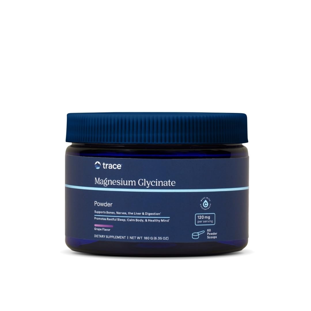 Trace Minerals Magnésium Glycinate Poudre – emballage du produit, idéal pour un apport quotidien.