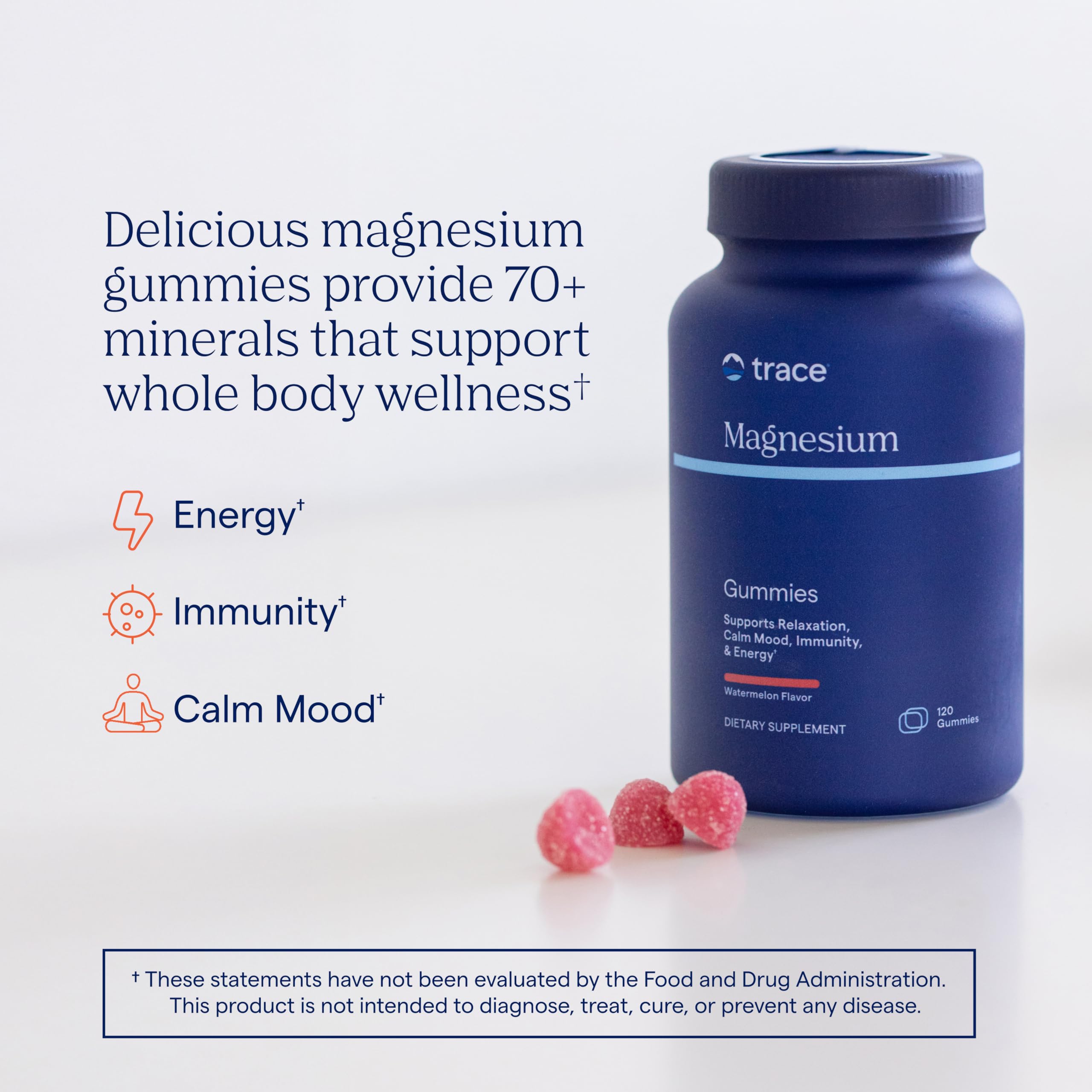 Gommes Trace Minerals Magnesium, gros plan sur la texture tendre.