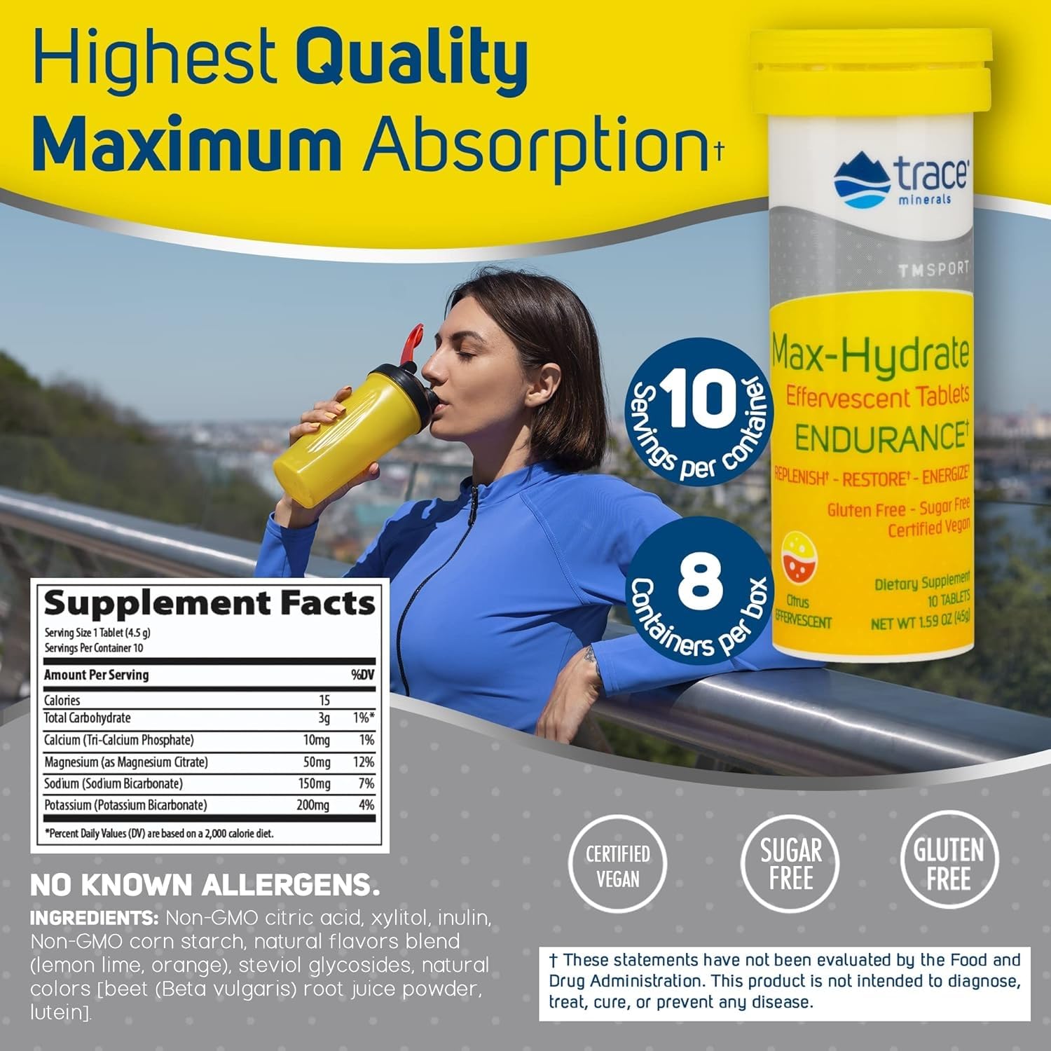Trace Minerals Max-Hydrate Endurance : emballage tube pour doser facilement