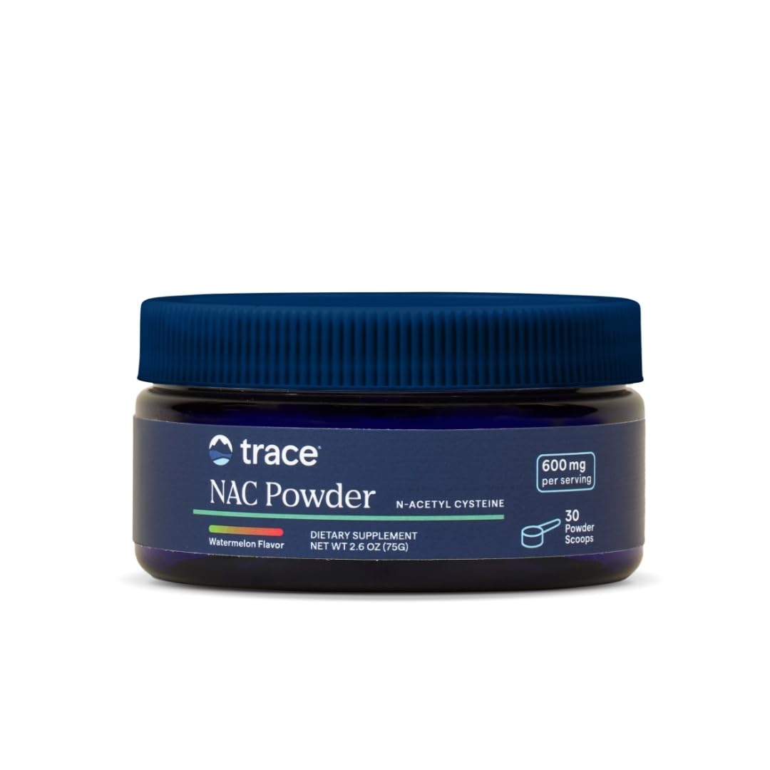 Trace Minerals NAC Poudre: bouteille prête à doser pour votre routine bien-être.