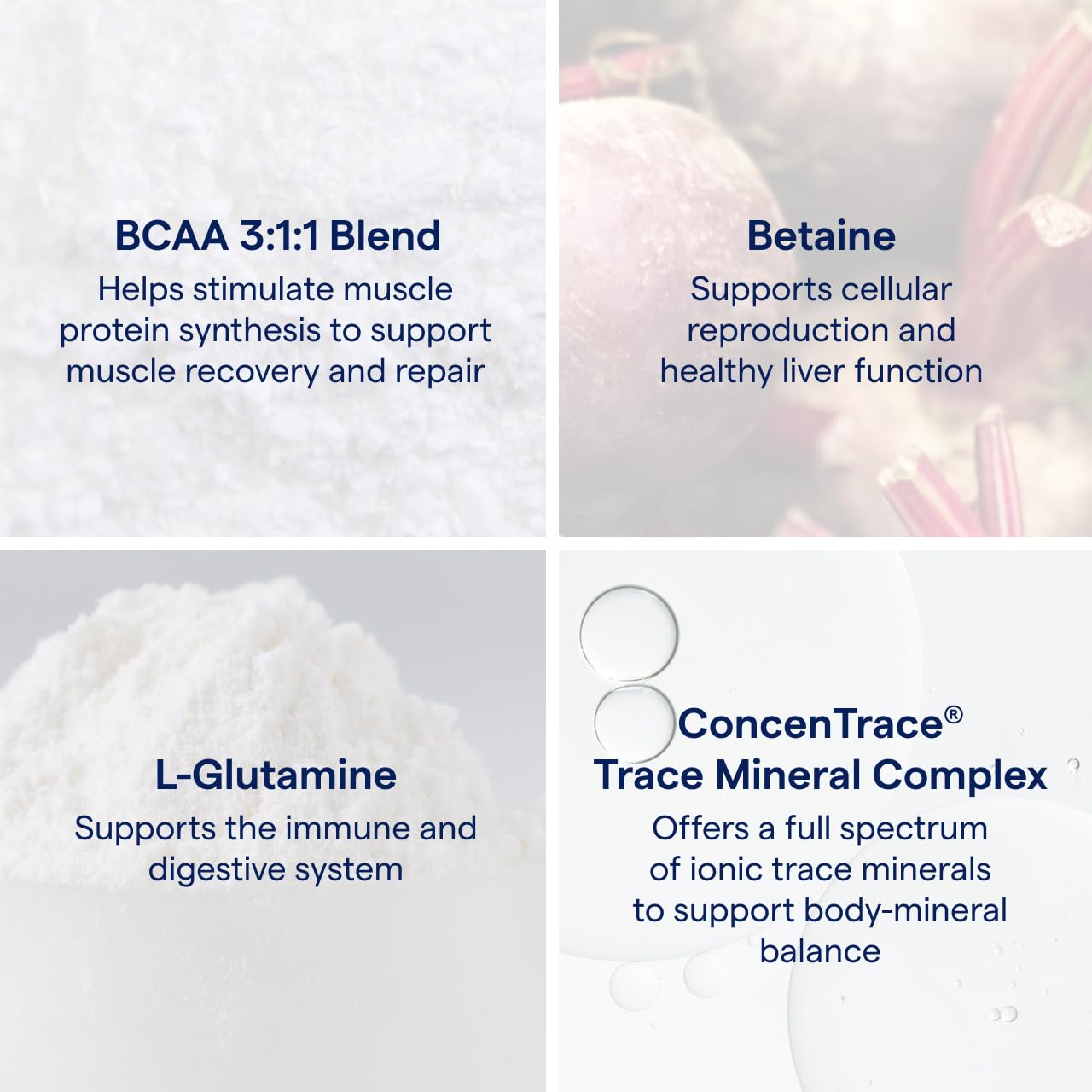 Trace Minerals Post-Workout: Mélange prêt à être mélangé dans 250 ml d'eau.