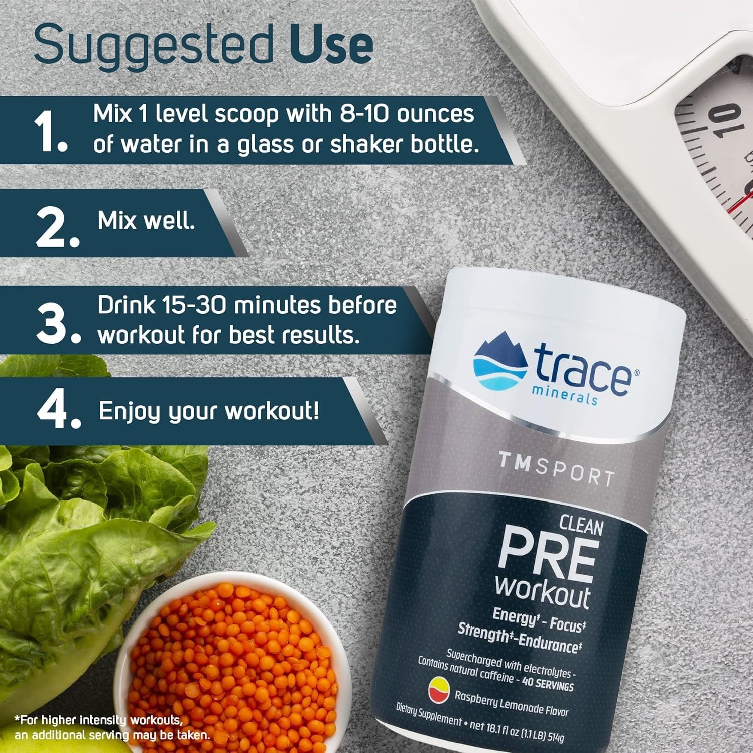 Trace Minerals Pre-Workout minéraux ioniques, offre un apport minéral complet à chaque dose