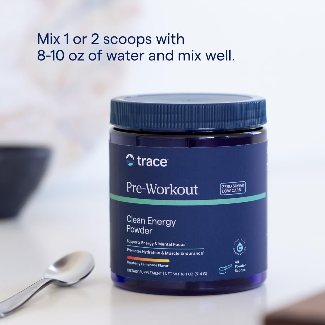 Trace Minerals Pre-Workout dose et préparation, facilite la préparation rapide avant la séance
