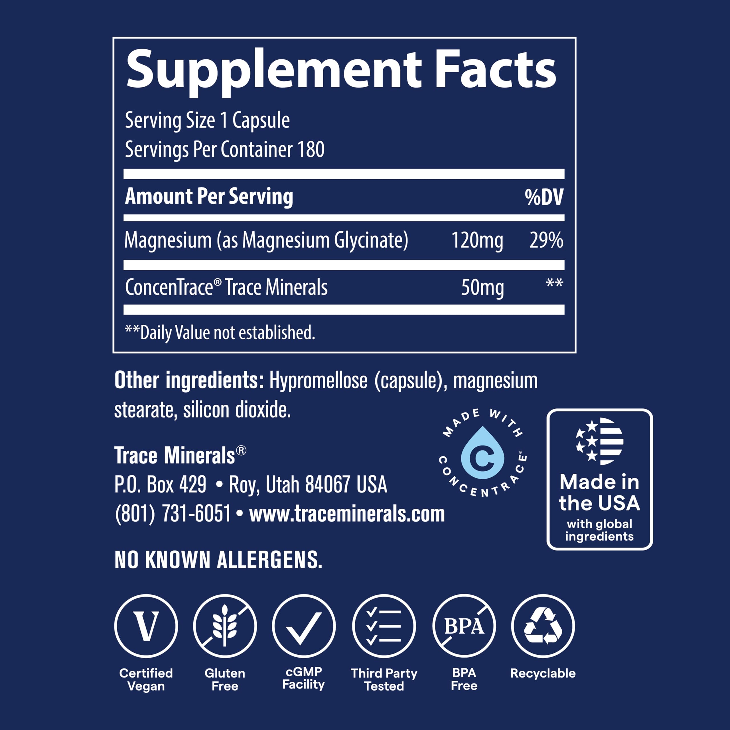 Trace Minerals Magnésium Glycinate – routine quotidienne et énergie naturelle.