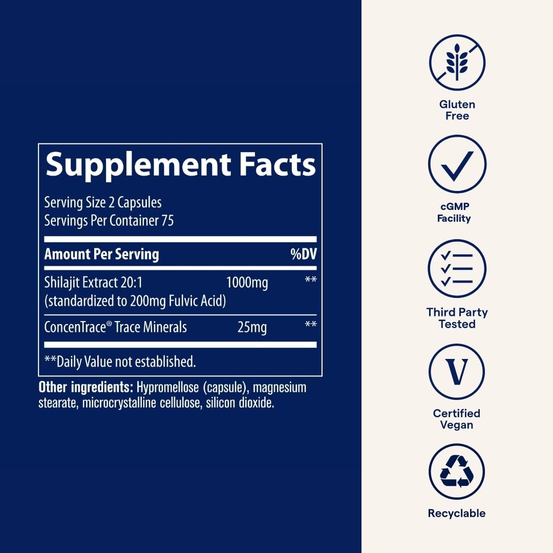 Énergie et vitalité Trace Minerals Shilajit Capsules utilisées au quotidien