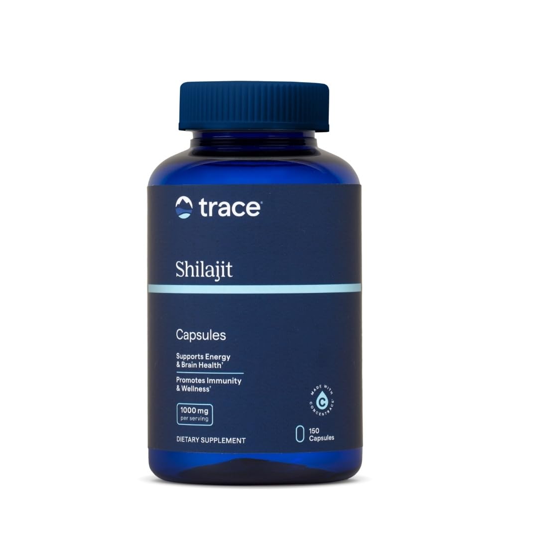 Trace Minerals Shilajit Capsules flacon montrant énergie quotidienne potentielle