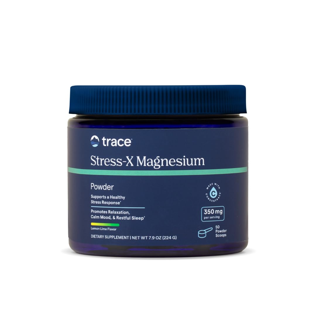 Trace Minerals Stress-X en bouteille, soutien potentiel relaxation musculaire après l'effort.