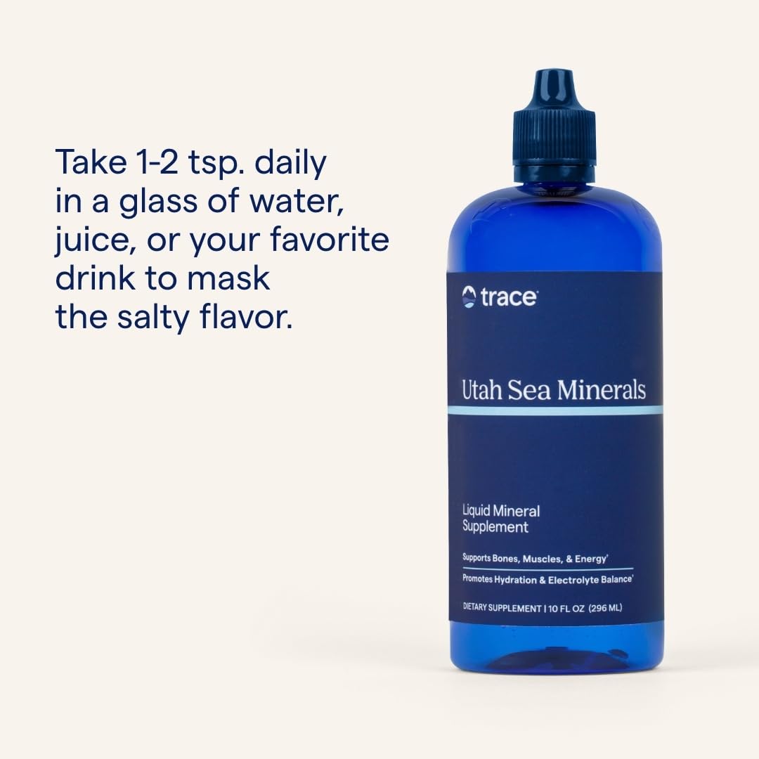 Trace Minerals Utah Sea Minerals : flacon étiqueté pour une utilisation durable à domicile