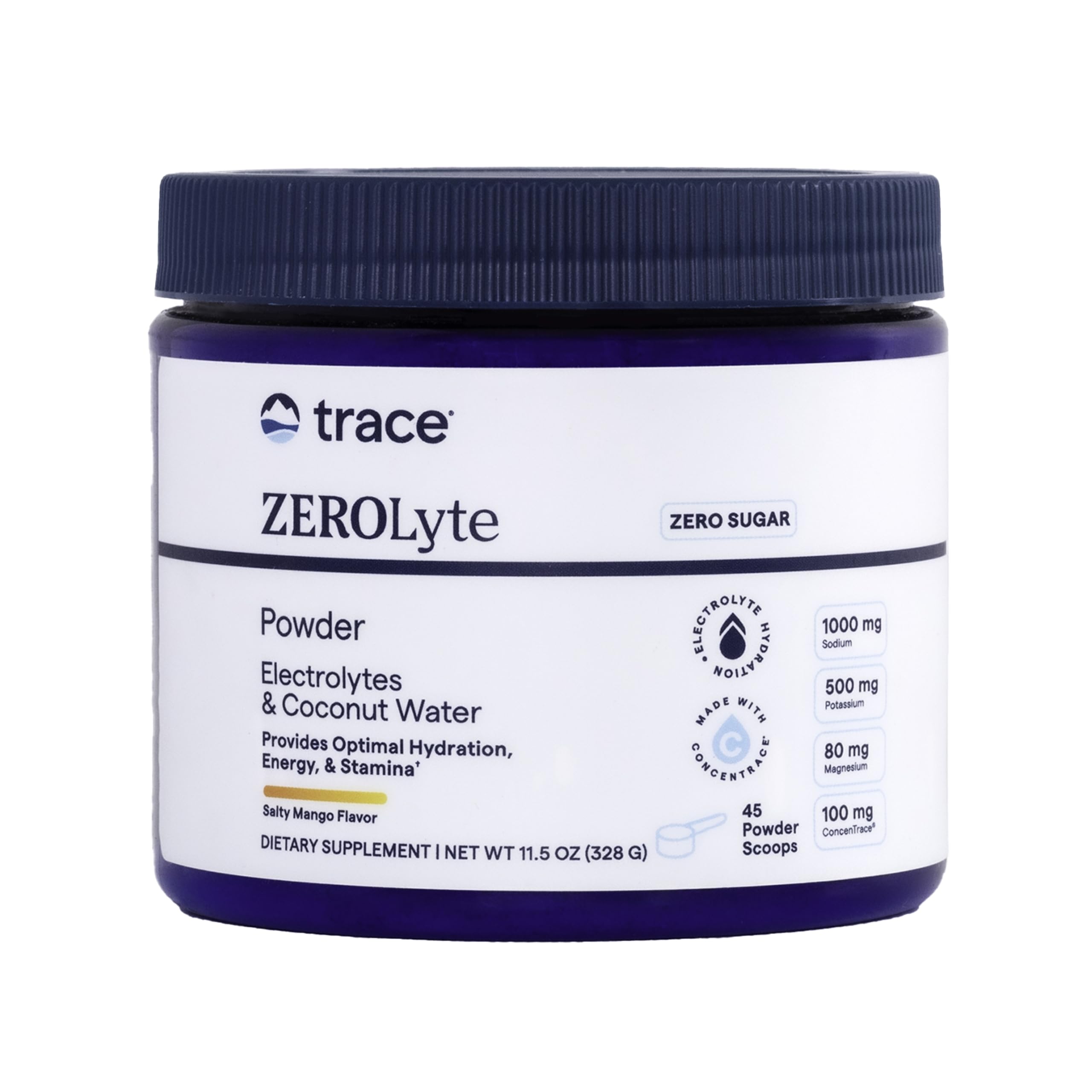 Trace Minerals ZeroLyte - bouteille Mangue Salee pour hydratation et rééquilibrage électrolytique.