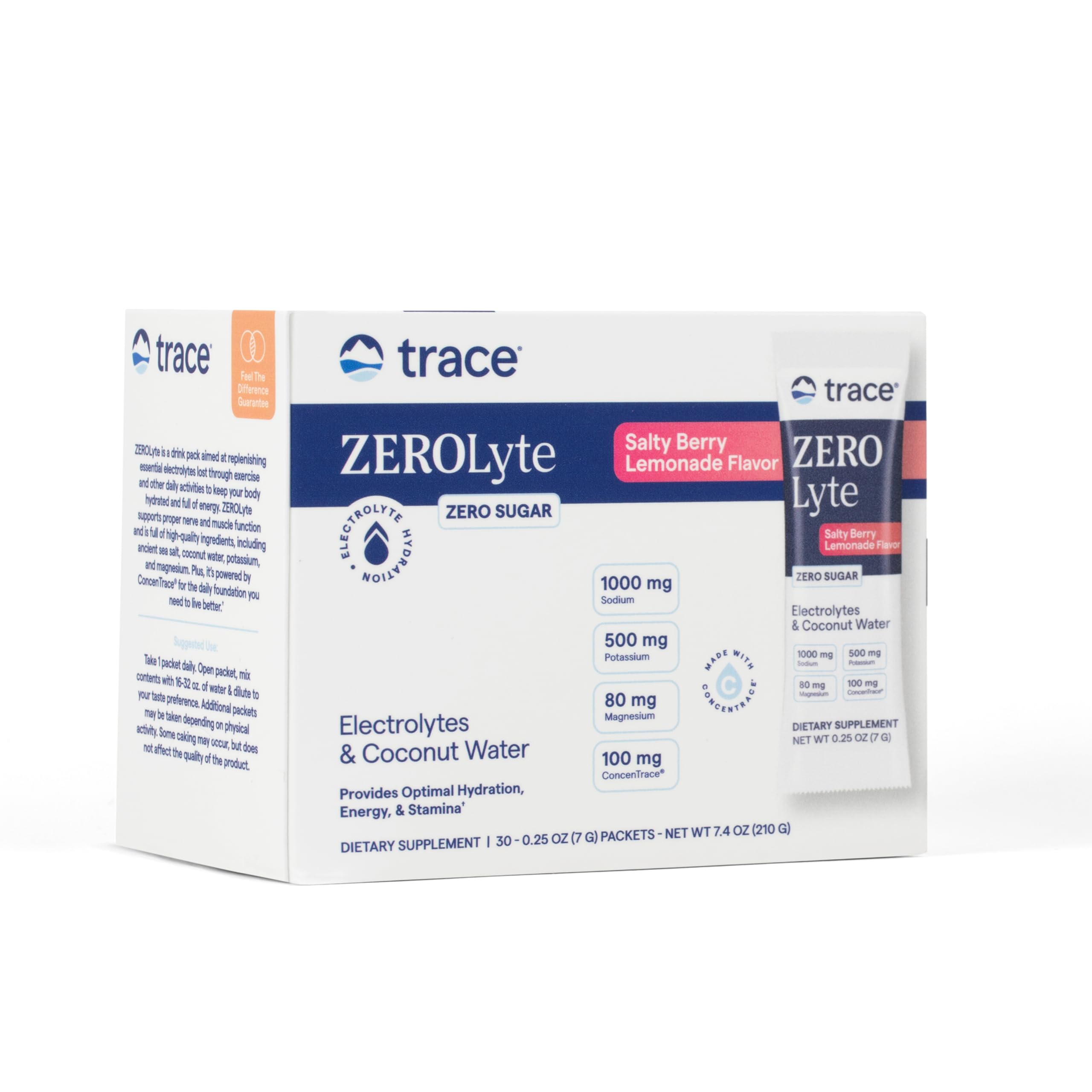 Trace Minerals ZeroLyte – bouteille Saveur Citronnade fruits rouges, hydratation pratique.