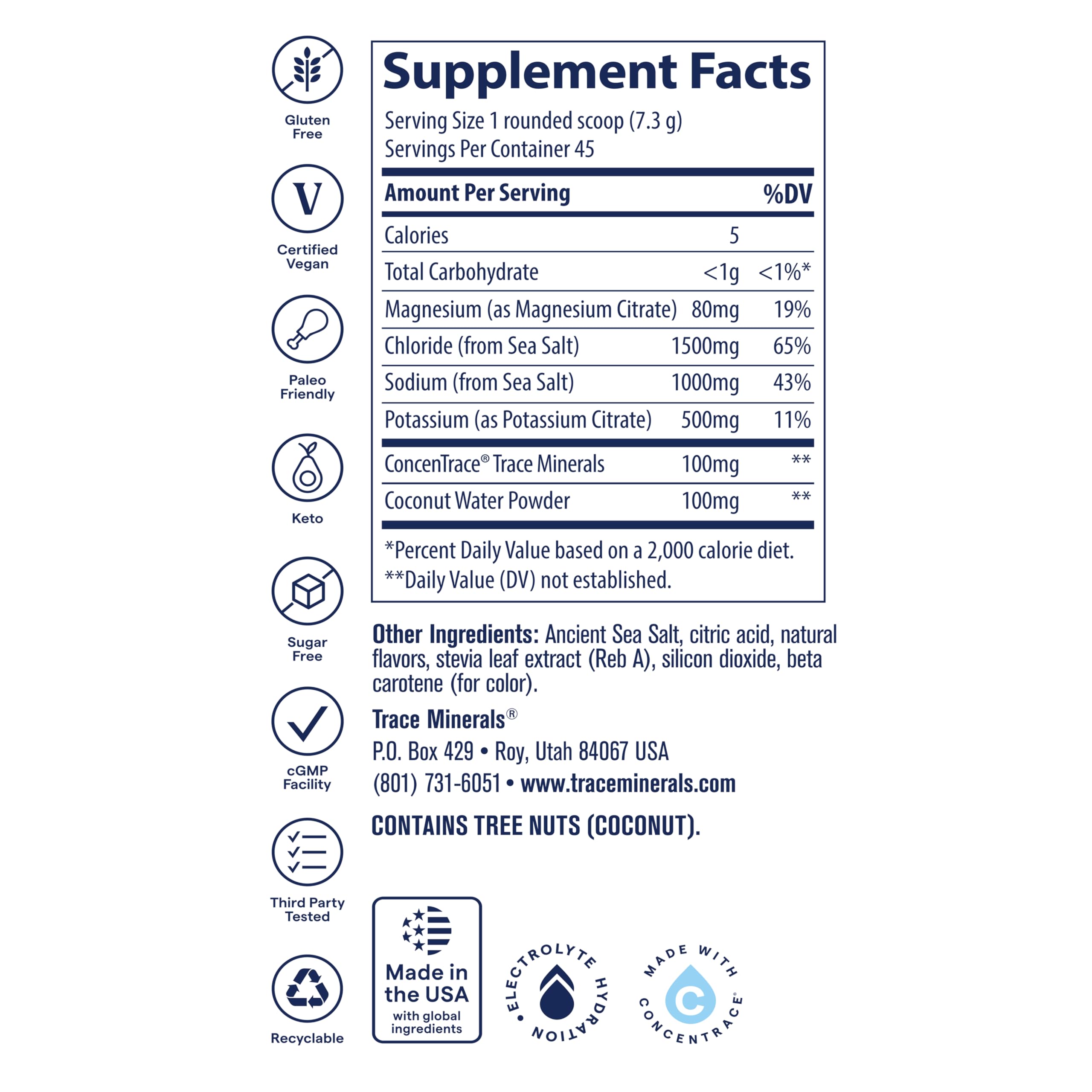 Trace Minerals ZeroLyte - dose cuillere pratique pour préparer une boisson revitalisante.
