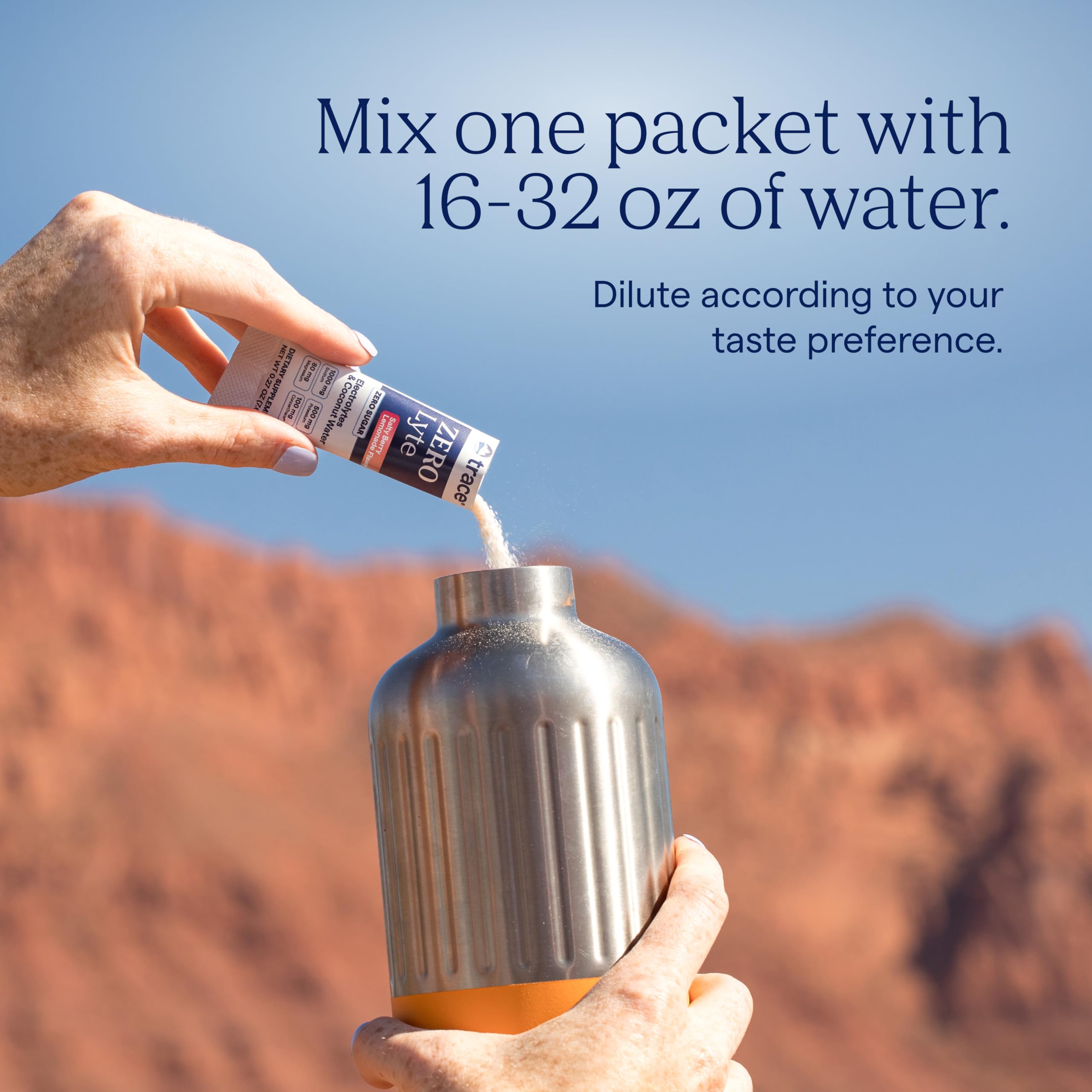 Trace Minerals ZeroLyte – ingrédients: sel ancien et poudre de coco, minéraux essentiels.