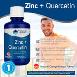 Trace Minerals Zinc Quercetine – verre eau, mélange rapide au goût fruité orange-mangue.
