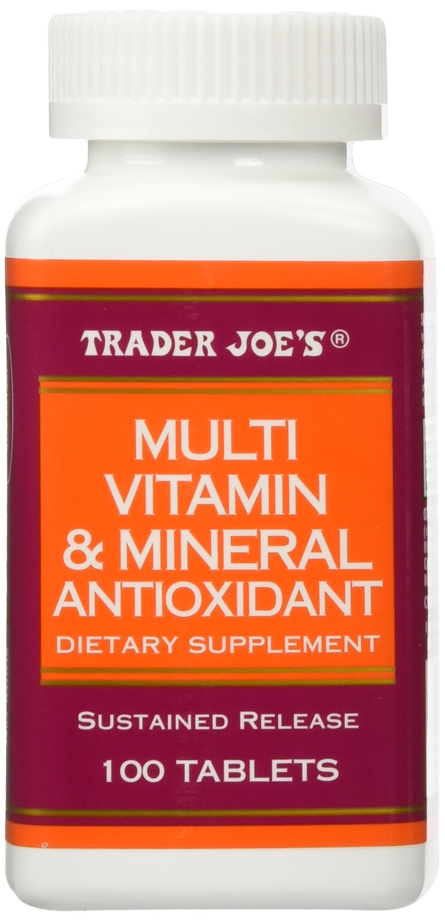 Trader Joe's multivitamine et minéraux antioxydants - bouteille prête à l'emploi pour le quotidien.