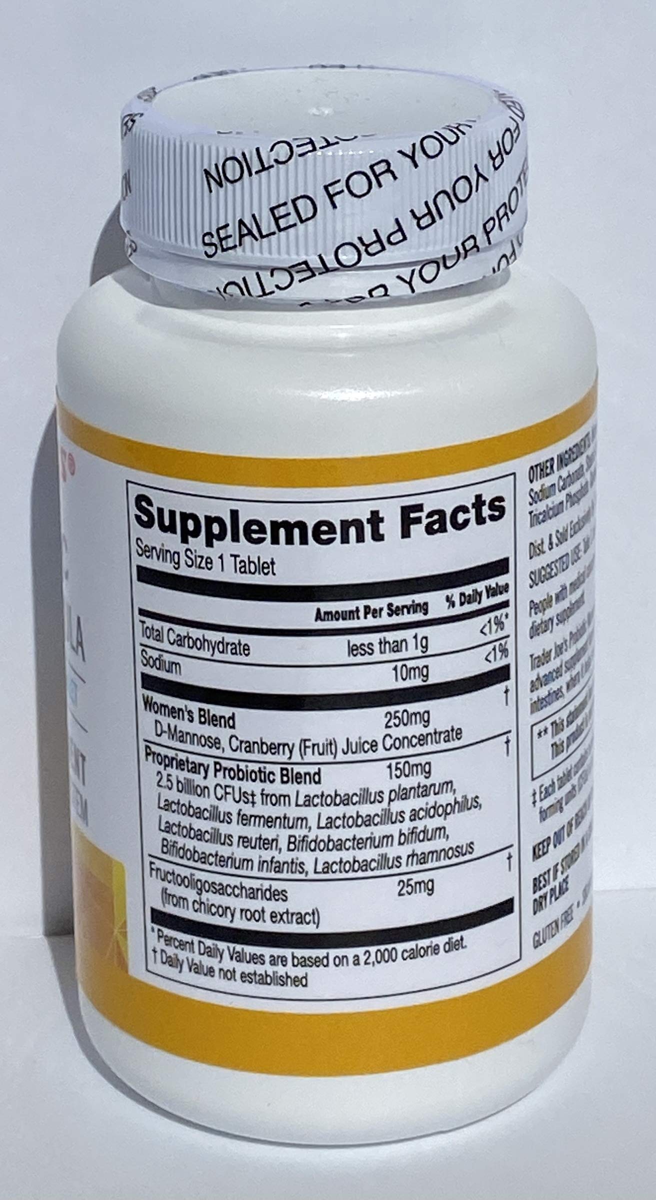 Trader Joe's Probiotique Femmes - Tablettes : 2,5 milliards CFU par pilule pour soutien quotidien.