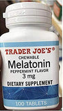 Lot de 3 Trader Joe's mélatonine menthe, tablette pratique pour plusieurs nuits.