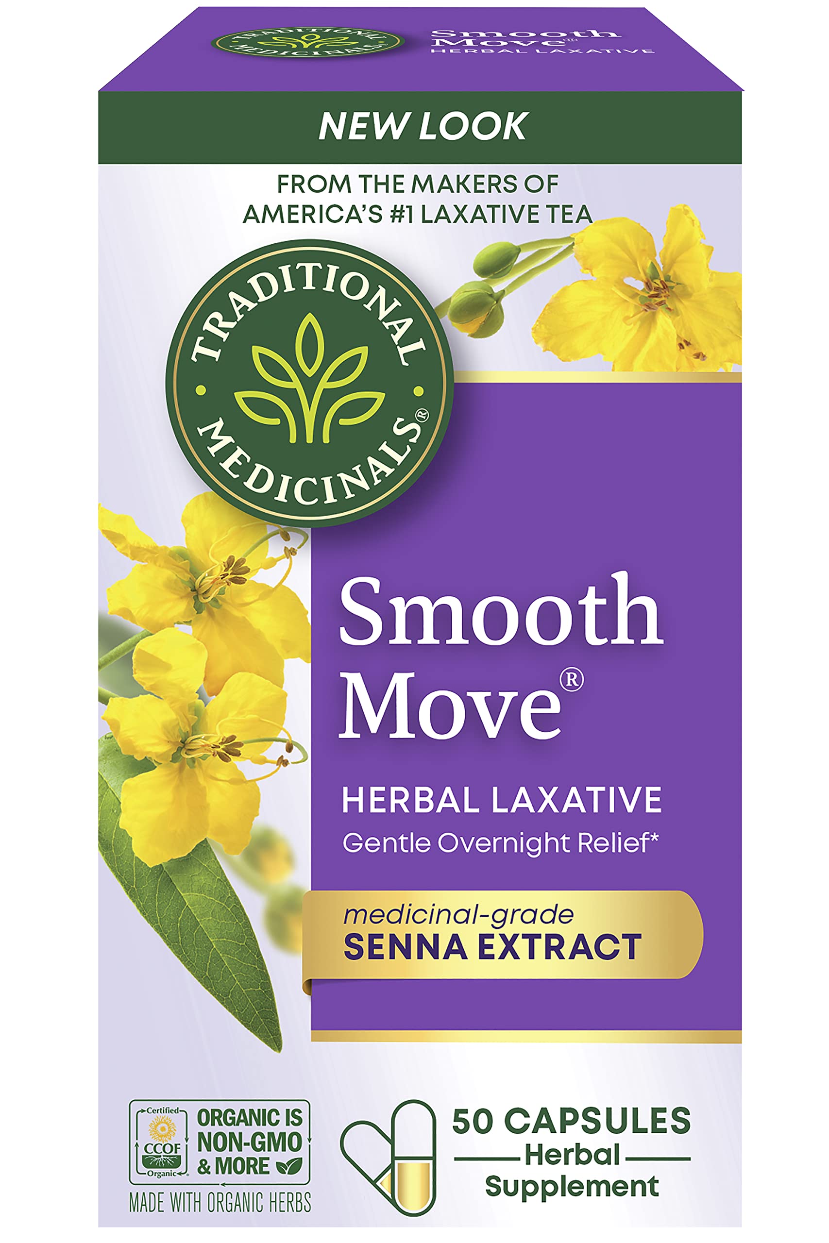 Smooth Move gélules sénna de Traditional Medicinals pour un transit nocturne potentiel