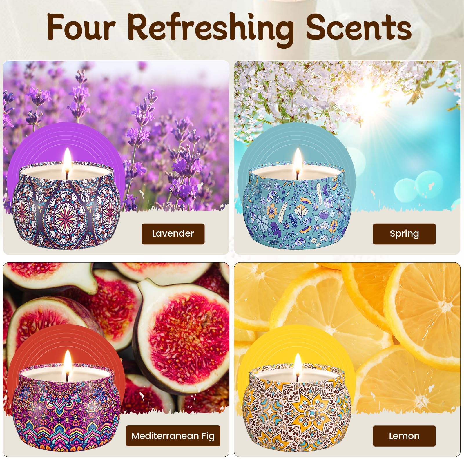 Bougie TranquilBliss en pot élégant diffusant le parfum dans le salon