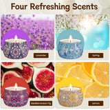 Bougie TranquilBliss en pot élégant diffusant le parfum dans le salon