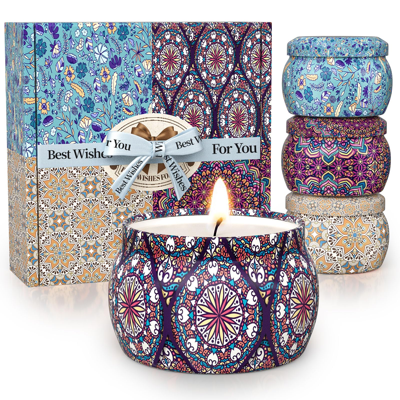 TranquilBliss ensemble de bougies soja quatre-pack pour une ambiance durable et chaleureuse