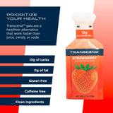 Transcend Gel Énergie Fraise – emballage de 24 sachets faciles à transporter.