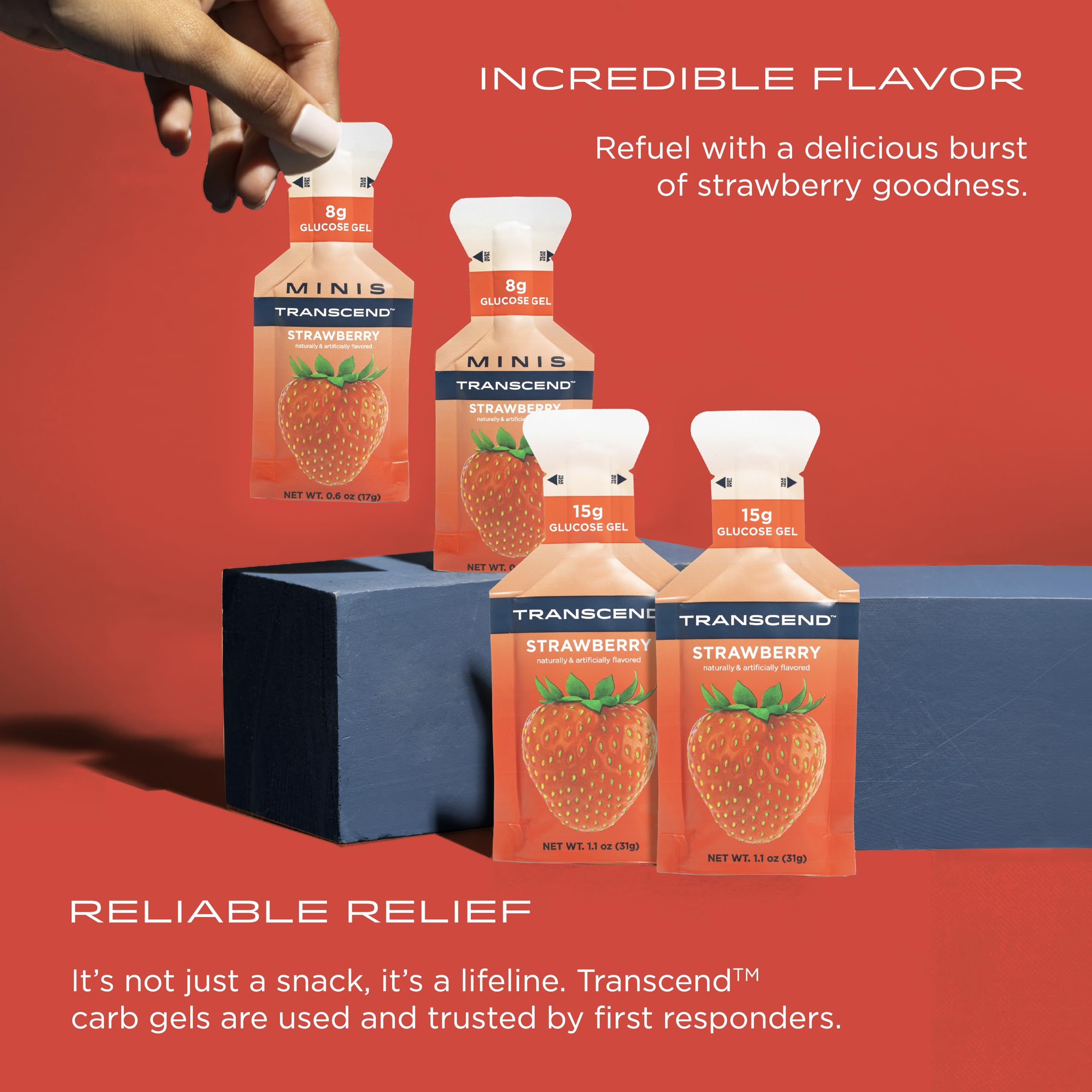 Transcend Gel Énergie Fraise – texture gel fluide idéale pour l'entraînement.
