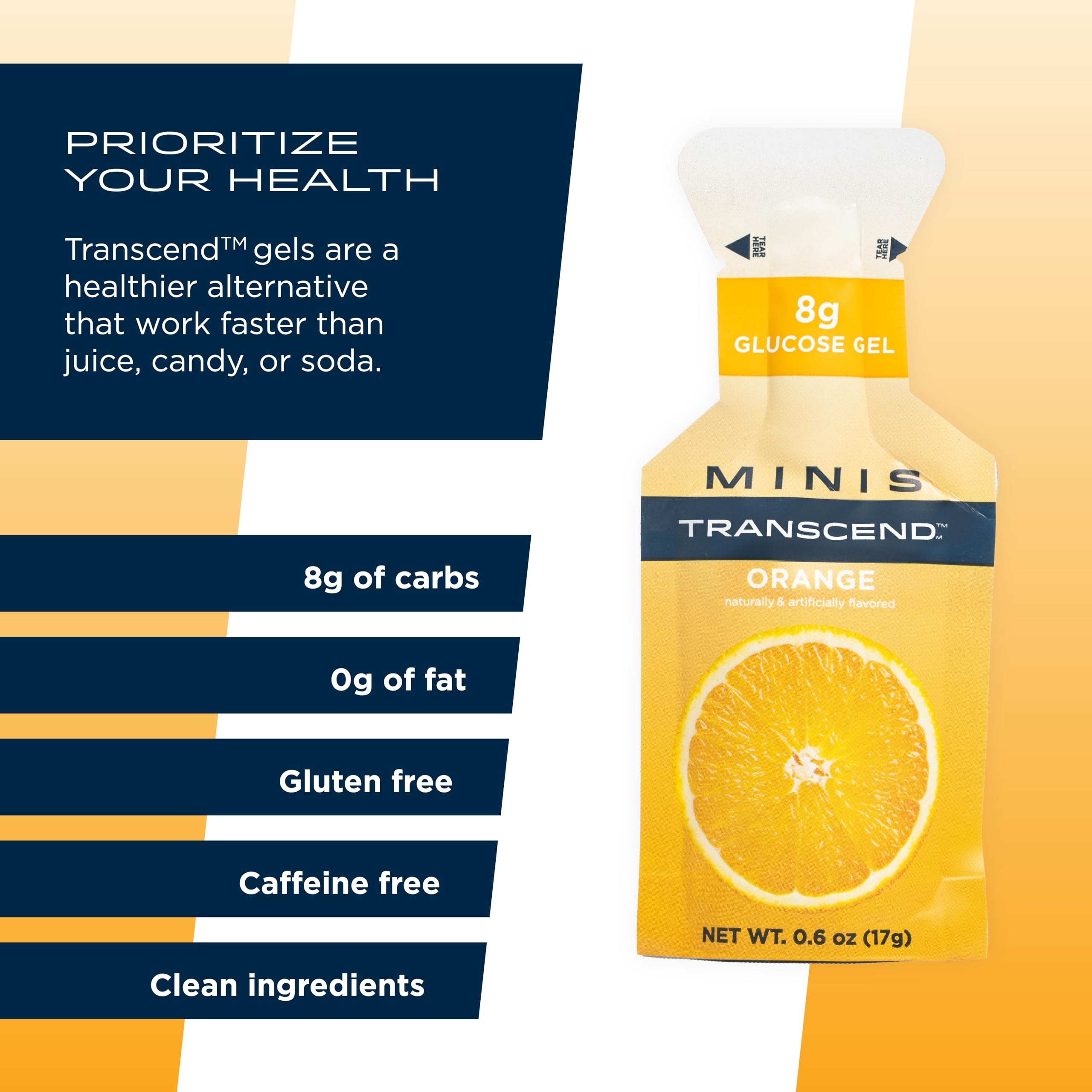 Utilisation sportive du gel orange mini-pack Transcend pour soutenir l effort.