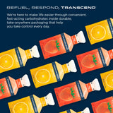 Gels Transcend en voyage, en-cas pratique pour rester énergisé.