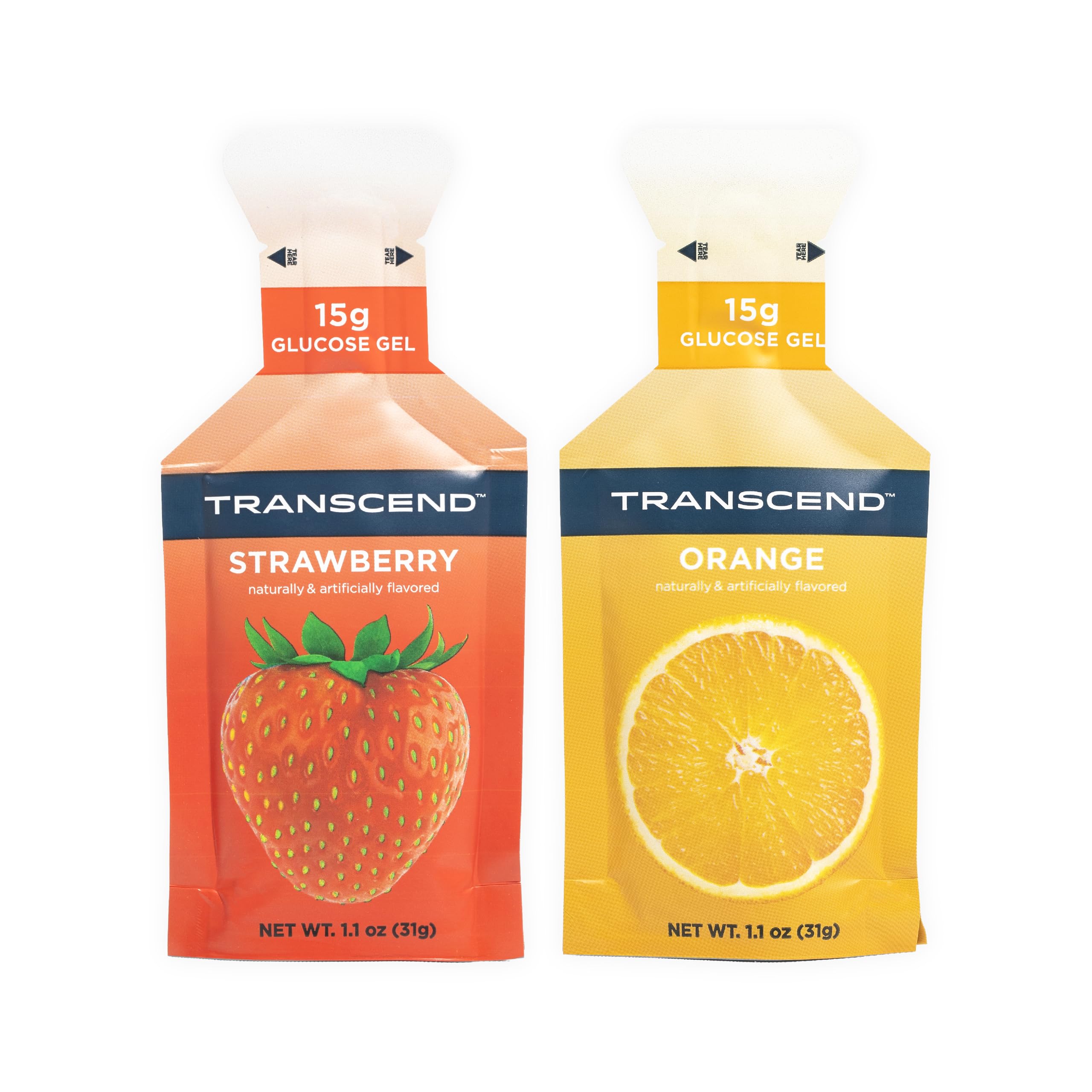 Gels Transcend lot de 24 fraise-orange prêt à emporter pour l’effort.